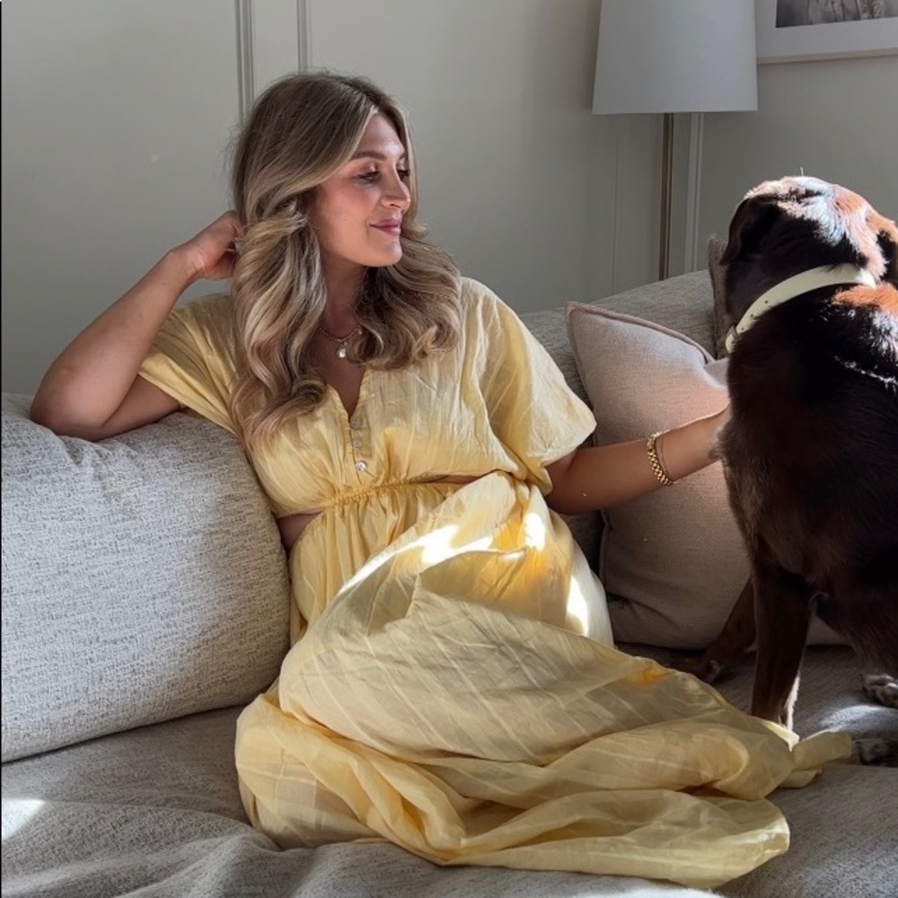 yellow cut out dress